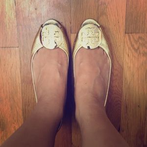 Tory Burch gold flats